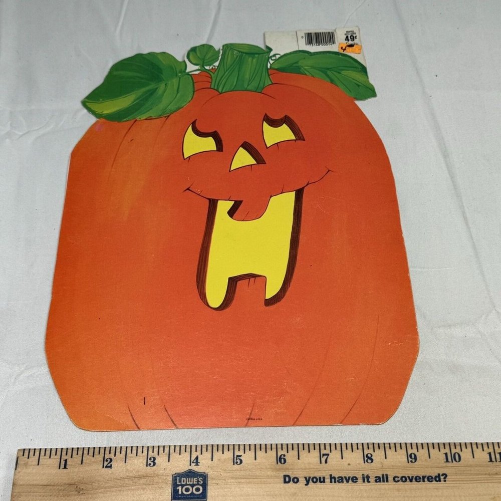 Vintage Eureka Jack O Lantern Halloween Die Cut 2 Sided Decoration 11” New Old S